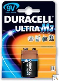 Duracell Ultra M3 Alkaline Battery MN1604 9v PP3/Pack of 1