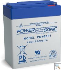 Power-Sonic PS682 6v 8Ah rechargeable SLA Battery