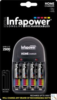 C002 Infapower Home Charger with 4 x 2500mAh AA Batteries