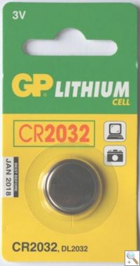 GP Brand CR2032 Lithium Battery - cards of 1