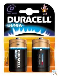 Duracell Ultra M3 Alkaline Battery MN1300 D Size Pack of 2 
