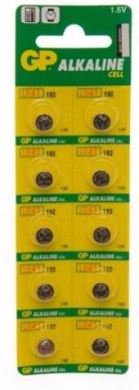 10 X GP192 LR41 Alkaline batteries Strip of 10