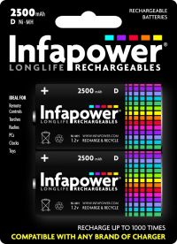Infapower 1.2v 2500mAh rechargeable Ni-Mh D cell
